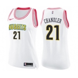 Women's Nike Denver Nuggets #21 Wilson Chandler Swingman White Pink Fashion NBA Jersey