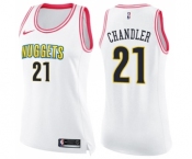 Women's Nike Denver Nuggets #21 Wilson Chandler Swingman White Pink Fashion NBA Jersey