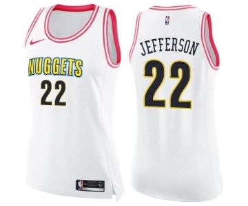 Women's Nike Denver Nuggets #22 Richard Jefferson Swingman White Pink Fashion NBA Jersey