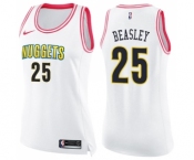 Women's Nike Denver Nuggets #25 Malik Beasley Swingman White Pink Fashion NBA Jersey