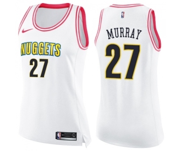 Women's Nike Denver Nuggets #27 Jamal Murray Swingman White Pink Fashion NBA Jersey