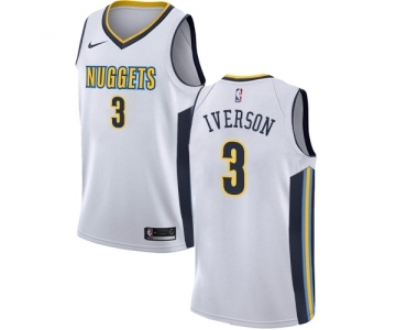 Women's Nike Denver Nuggets #3 Allen Iverson Swingman White NBA Jersey - Association Edition