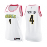 Women's Nike Denver Nuggets #4 Paul Millsap Swingman White Pink Fashion NBA Jersey