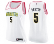 Women's Nike Denver Nuggets #5 Will Barton Swingman White Pink Fashion NBA Jersey