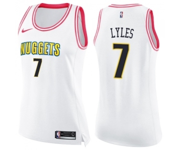 Women's Nike Denver Nuggets #7 Trey Lyles Swingman White Pink Fashion NBA Jersey