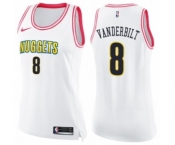 Women's Nike Denver Nuggets #8 Jarred Vanderbilt Swingman White Pink Fashion NBA Jersey