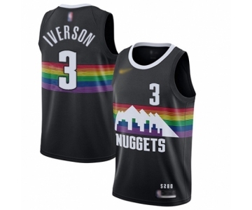 Youth Denver Nuggets #3 Allen Iverson Swingman Black Basketball Jersey - 2019-20 City Edition