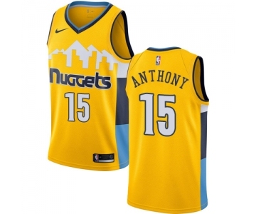 Youth Nike Denver Nuggets #15 Carmelo Anthony Swingman Gold Alternate NBA Jersey Statement Edition