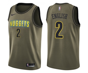 Youth Nike Denver Nuggets #2 Alex English Swingman Green Salute to Service NBA Jersey