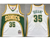 Men's Seattle Super Sonics #35 Kevin Durant White Mitchell & Ness Hardwood Classics Jersey