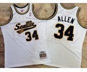 Men's Seattle Supersonics #34 Ray Allen White 2005-06 AU Throwback Jersey