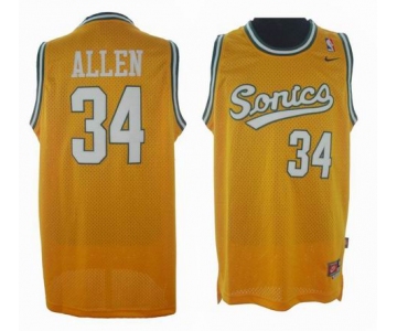 nba seattle supersonics #34 allen yellow