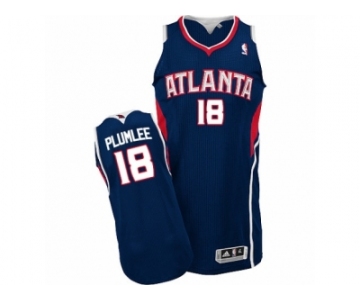 Men Adidas Atlanta Hawks #18 Miles Plumlee Authentic Navy Blue Road NBA Jersey