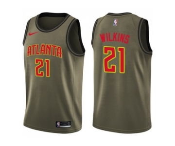 Men Nike Atlanta Hawks #21 Dominique Wilkins Green Salute to Service NBA Swingman Jersey