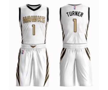 Men's Atlanta Hawks #1 Evan Turner Authentic White Basketball Suit Jersey - City Edition