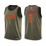 Men's Atlanta Hawks #1 Evan Turner Swingman Green Salute to Service Basketball Jersey