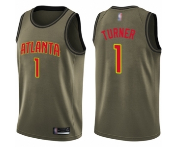 Men's Atlanta Hawks #1 Evan Turner Swingman Green Salute to Service Basketball Jersey