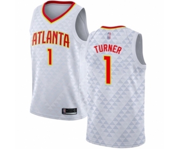 Men's Atlanta Hawks #1 Evan Turner Swingman White Basketball Jersey - Association Edition