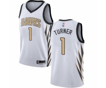 Men's Atlanta Hawks #1 Evan Turner Swingman White Basketball Jersey - City Edition