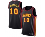 Men's Atlanta Hawks #10 Zaccharie Risacher Black 2024 Draft Statement Edition Stitched Jersey