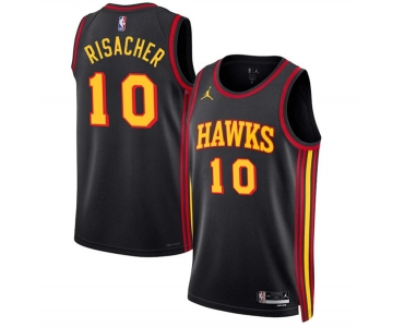 Men's Atlanta Hawks #10 Zaccharie Risacher Black 2024 Draft Statement Edition Stitched Jersey