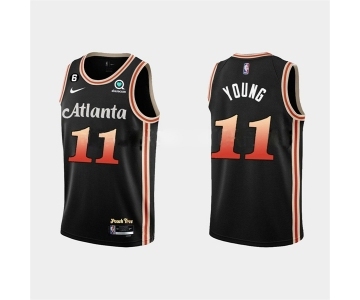 Men's Atlanta Hawks #11 Trae Young 2022-23 Black City Edition Stitched Basketball Jersey