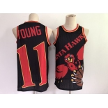 Men's Atlanta Hawks #11 Trae Young Black Big Face Mitchell Ness Hardwood Classics Soul Swingman Throwback Jersey