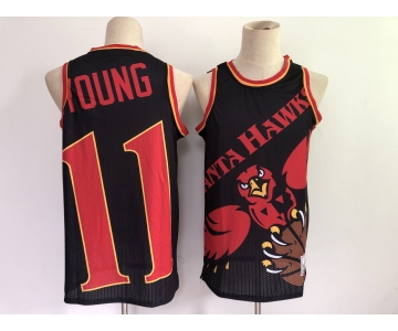 Men's Atlanta Hawks #11 Trae Young Black Big Face Mitchell Ness Hardwood Classics Soul Swingman Throwback Jersey