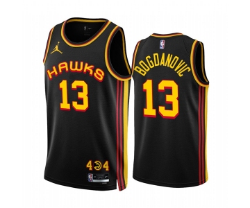 Men's Atlanta Hawks #13 Bogdan Bogdanovic 2022-23 Black Statement Edition Stitched Jersey