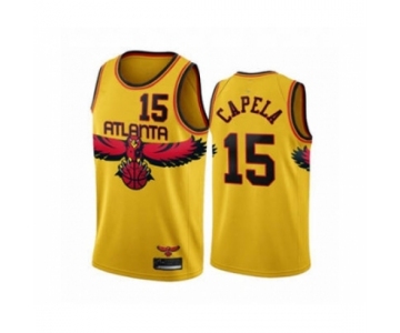 Men's Atlanta Hawks #15 Clint Capela 2021-2022 Yellow City Edition Stitched Basketball Jersey