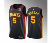 Men's Atlanta Hawks #5 Dejounte Murray Black Stitched Jersey