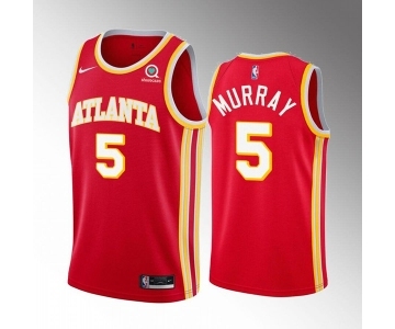 Men's Atlanta Hawks #5 Dejounte Murray Red Stitched Jersey