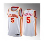 Men's Atlanta Hawks #5 Dejounte Murray White Stitched Jersey