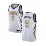 Men's Atlanta Hawks #5 Jabari Parker Authentic White Basketball Jersey - City Edition