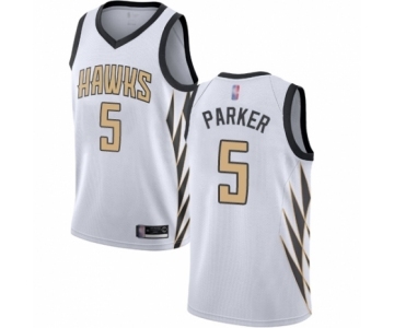 Men's Atlanta Hawks #5 Jabari Parker Authentic White Basketball Jersey - City Edition