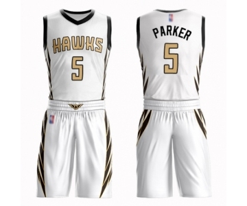 Men's Atlanta Hawks #5 Jabari Parker Authentic White Basketball Suit Jersey - City Edition