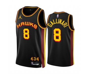 Men's Atlanta Hawks #8 Danilo Gallinari 2022-23 Black Statement Edition Stitched Jersey