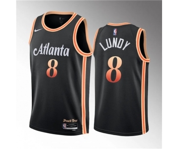 Men's Atlanta Hawks #8 Seth Lundy Black 2023 Draft City Edition Stitched Jersey