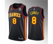 Men's Atlanta Hawks #8 Seth Lundy Black 2023 Draft Statement Edition Stitched Jersey