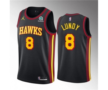 Men's Atlanta Hawks #8 Seth Lundy Black 2023 Draft Statement Edition Stitched Jersey