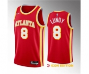 Men's Atlanta Hawks #8 Seth Lundy Red 2023 Draft Icon Edition Stitched Jersey