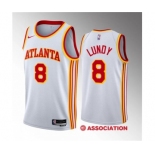 Men's Atlanta Hawks #8 Seth Lundy White 2023 Draft Association Edition Stitched Basketball Jersey