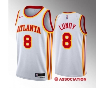 Men's Atlanta Hawks #8 Seth Lundy White 2023 Draft Association Edition Stitched Basketball Jersey