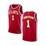 Men's Nike Atlanta Hawks #1 Justin Anderson Authentic Red NBA Jersey Statement Edition