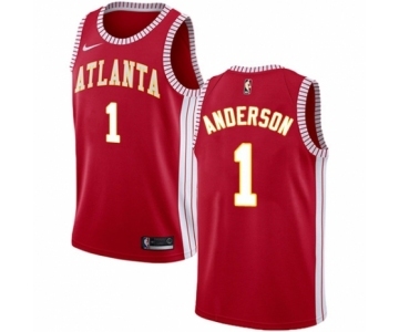 Men's Nike Atlanta Hawks #1 Justin Anderson Authentic Red NBA Jersey Statement Edition