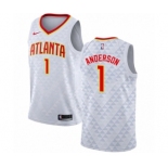 Men's Nike Atlanta Hawks #1 Justin Anderson Authentic White NBA Jersey - Association Edition