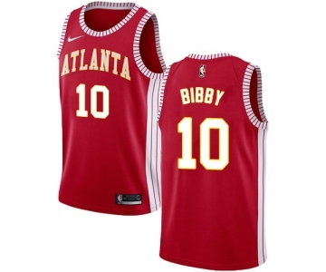 Men's Nike Atlanta Hawks #10 Mike Bibby Authentic Red NBA Jersey Statement Edition