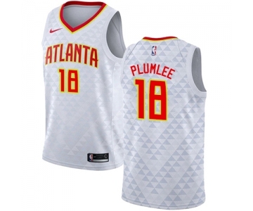 Men's Nike Atlanta Hawks #18 Miles Plumlee Authentic White NBA Jersey - Association Edition