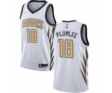 Men's Nike Atlanta Hawks #18 Miles Plumlee Authentic White NBA Jersey - City Edition