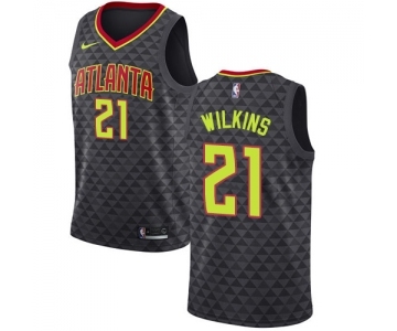 Men's Nike Atlanta Hawks #21 Dominique Wilkins Authentic Black Road NBA Jersey - Icon Edition